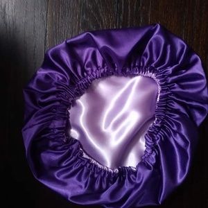Purple & Light purple reversible satin bonnet